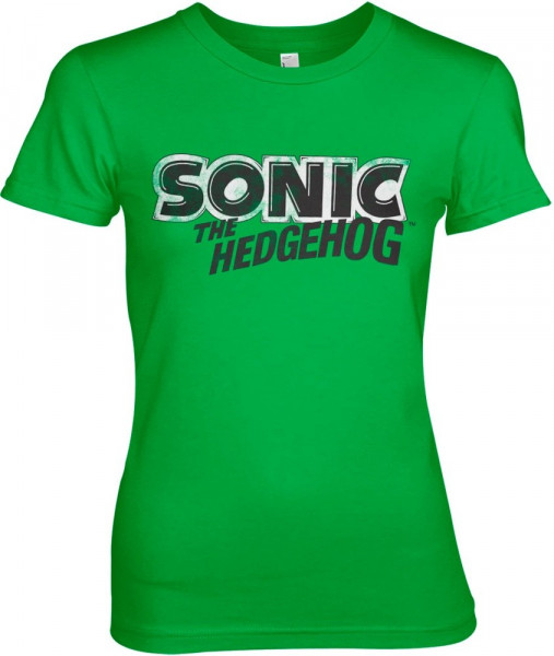 Sonic The Hedgehog Classic Logo Girly Tee Damen T-Shirt Green