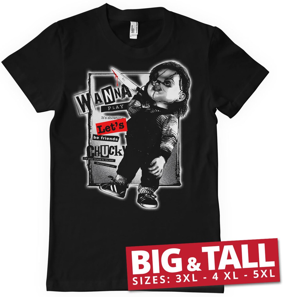 Chucky Let's Be Friends Big & Tall T-Shirt Schwarz - Herren / Unisex