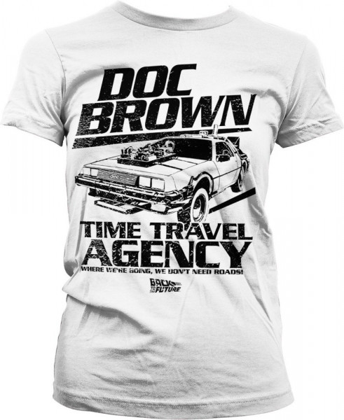 Back to the Future Doc Brown Time Travel Agency Girly Tee Damen T-Shirt White