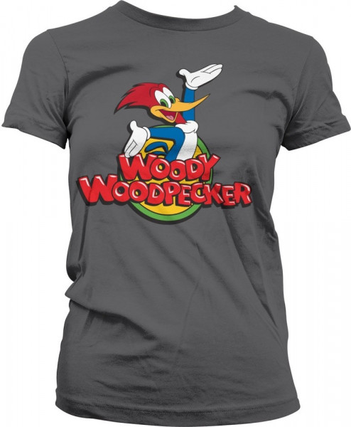 Woody Woodpecker Classic Logo Girly Tee Damen T-Shirt Dark-Grey