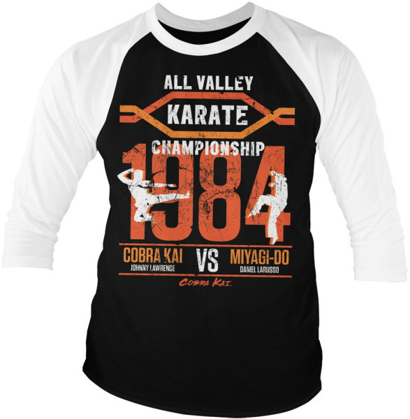 Cobra Kai All Valley Karate Championship Baseball 3/4 Sleeve Tee Longsleeve Black