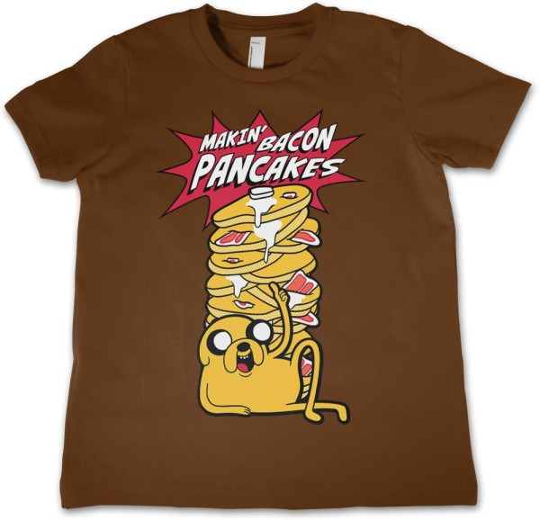 Adventure Time Makin' Bacon Pancakes Kids T-Shirt Brown