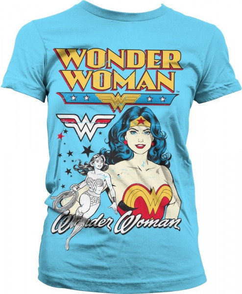 Posing Wonder Woman Girly Tee Damen T-Shirt Skyblue