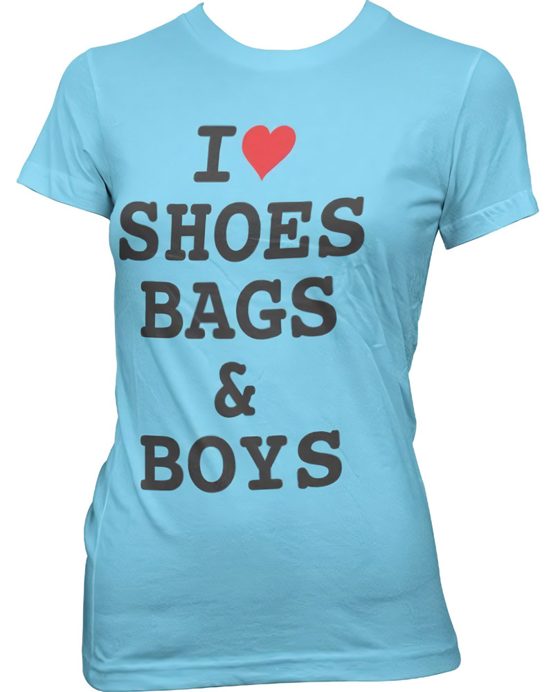 Hybris Damen I Love Schuhs Bags Boys Girly Tee SH-5-50835-H19-4 - Damen