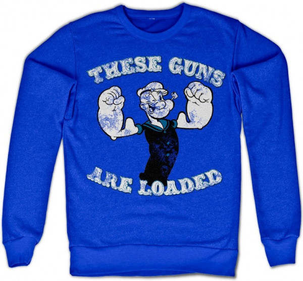 Popeye These Guns Are Loaded Sweatshirt Blue