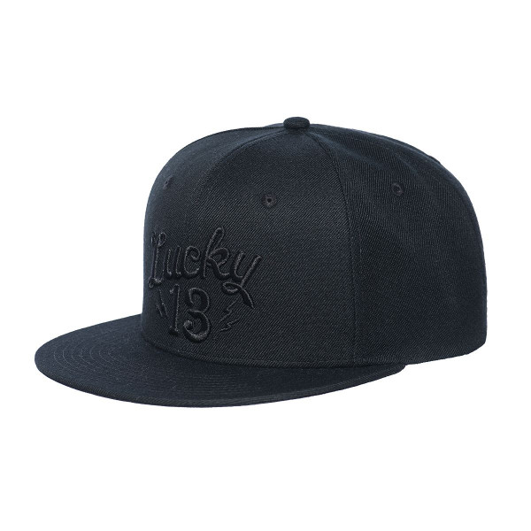 Lucky 13 Cap Shocker Snapback with Black Logo Black