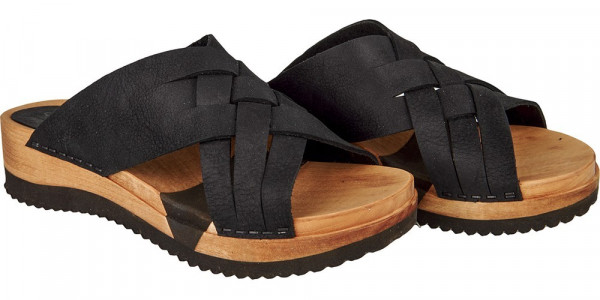 Sanita Clogs Damen Sandale Wood-Salto Sport Flex Sandal Black