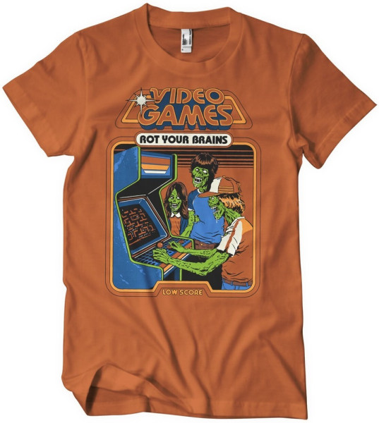 Steven Rhodes Video Games Rot Your Brains T-Shirt Burnt/Orange