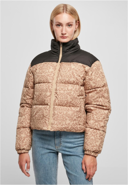 Urban Classics Damen Jacke Ladies AOP Retro Puffer Jacket