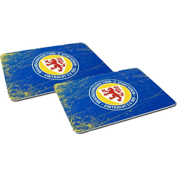 Eintracht Braunschweig Frühstücksbrettchen 2er-Set Fussball Blau/Gelb