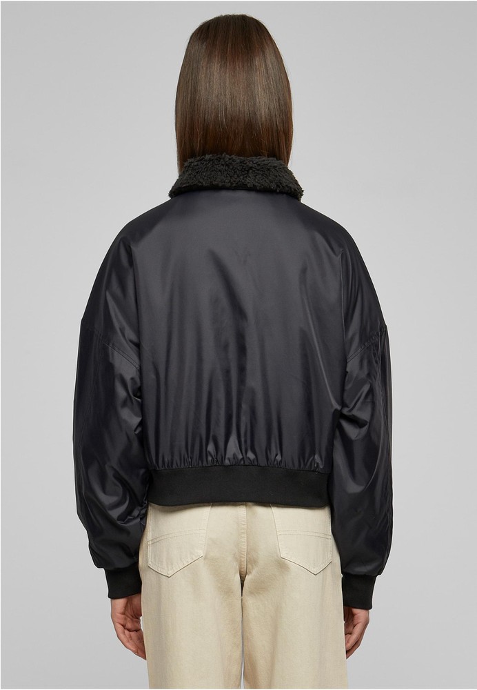 Veste Bomber Femme Urban Classics - Coupe Oversize, Col Sherpa Doux - Nylon Résistant - Style Décontracté Et élégant
