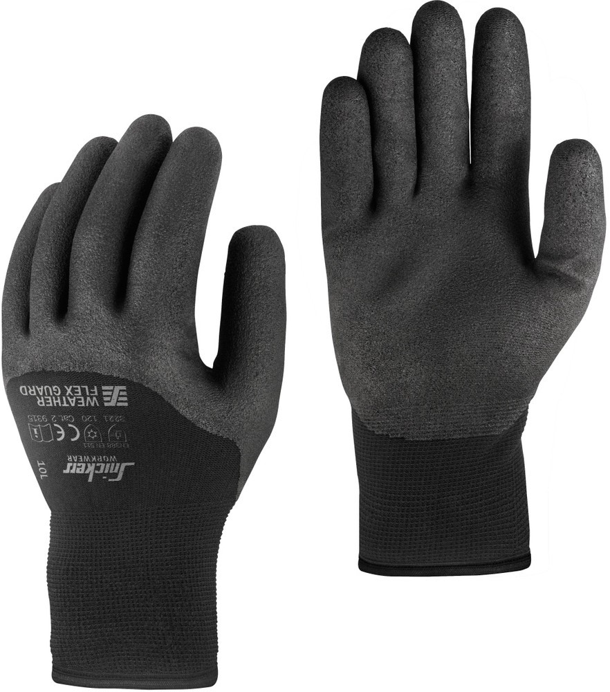 Snickers Arbeitshandschuhe Wetter Flex Guard Handschuhe (10 Paar) Schwarz - Herren / Unisex