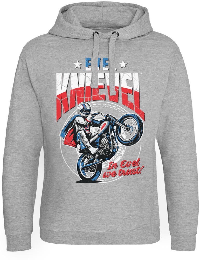 Evel Knievel Wheelie Epic Hoodie Heather-Grau - Herren / Unisex