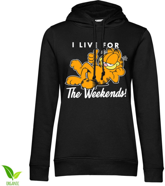 Garfield Live For The Weekend Girly Hoodie Damen Black