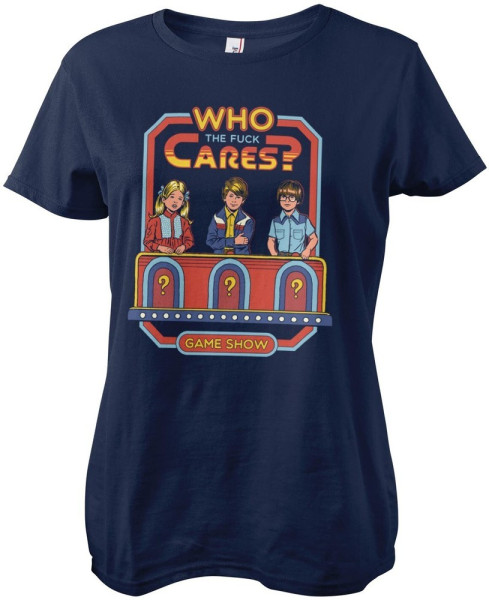 Steven Rhodes Who The F*Ck Cares Girly Tee Damen T-Shirt Navy