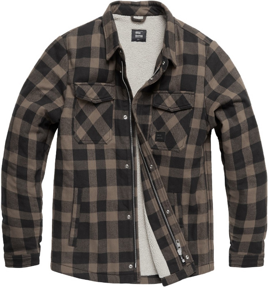 Vintage Industries Holzfällerjacke Craft Heavyweight Sherpa Grau Check - Herren / Unisex