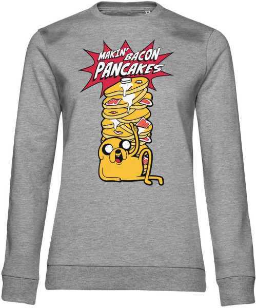 Adventure Time Makin' Bacon Pancakes Girly Damen Sweatshirt Heathergrey