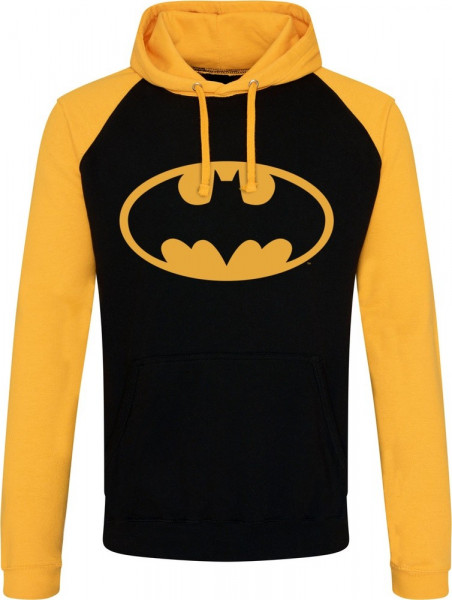 Batman Signal Logo Baseball Hoodie Black-Yellow