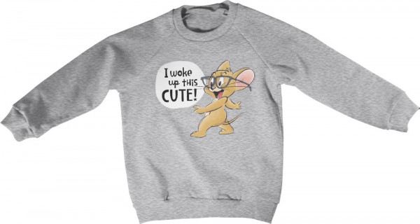 Tom & Jerry I Woke Up This Cute Kids Sweatshirt Kinder Heather-Grey