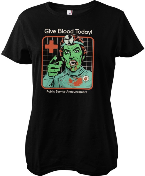 Steven Rhodes Give Blood Today Girly Tee Damen T-Shirt Black
