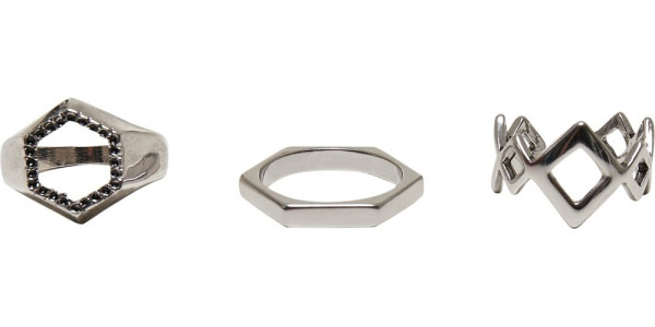 Urban Classics Universal Schmuck Graphic Ring 3-Pack Silver