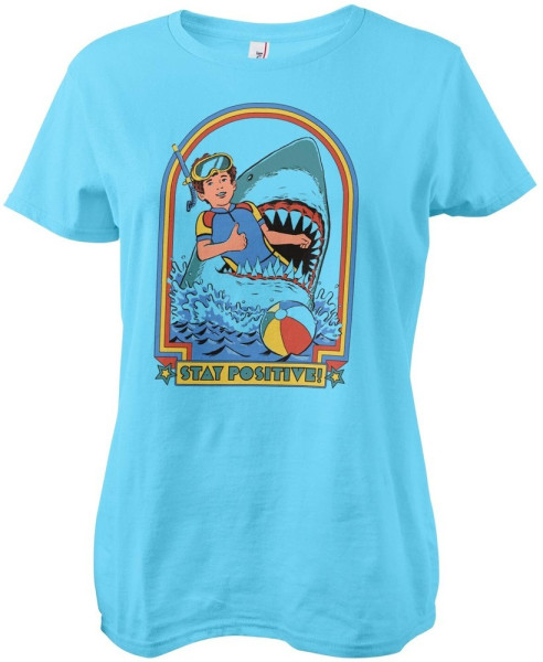 Steven Rhodes Stay Positive Girly Tee Damen T-Shirt Skyblue