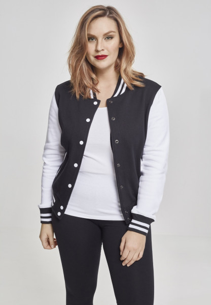 Urban Classics Damen College Jacke Ladies 2-tone College Sweatjacket Black/White