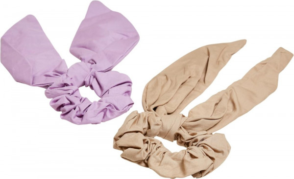 Urban Classics Scrunchies With Bow 2-Pack Lightlilac/Beige