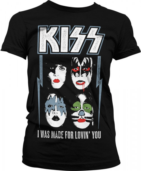 Kiss I Was Made For Lovin' You Girly Tee Damen T-Shirt Black