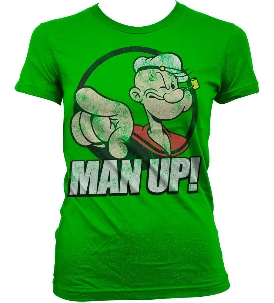 Popeye Man Up! Girly T-Shirt Damen Grün - Damen
