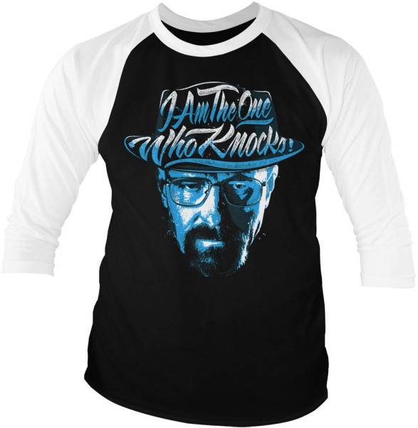 Breaking Bad I Am The One Who Knocks Baseball 3/4 Sleeve Tee Longsleeve White-Black