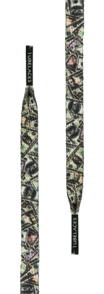 Tubelaces Schnürsenkel White Flat Cash Pack (Pack of 5 pcs.) Bills Green-130 cm