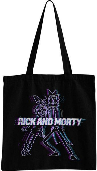 Rick And Morty Glitch Tote Bag Tragetasche Black