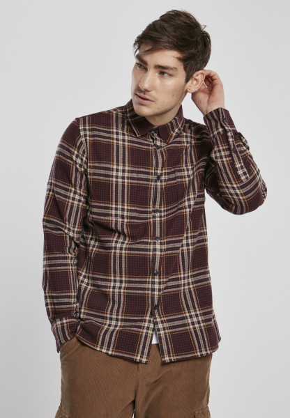 Urban Classics T-Shirt Checked Campus Shirt Cherry/Honey