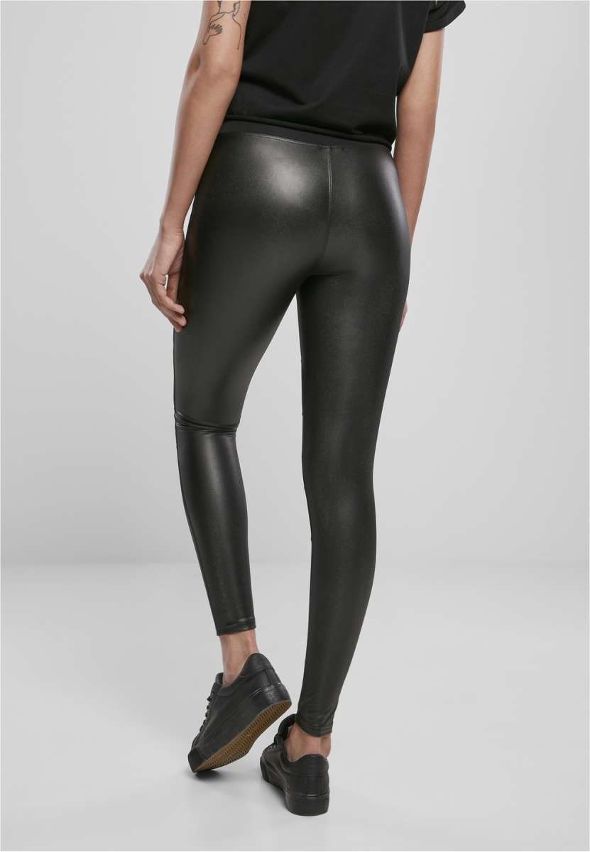 Urban Classics Damen Leggings Ladies Tech Mesh Faux Leather Leggings Black Hosen Damen Lifestyle kustom kult