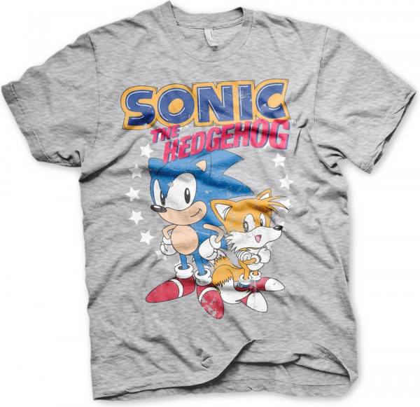 Sonic The Hedgehog Sonic & Tails T-Shirt Heather-Grey