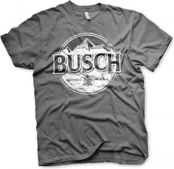 Busch Beer BW Washed Logo T-Shirt Dark-Grey