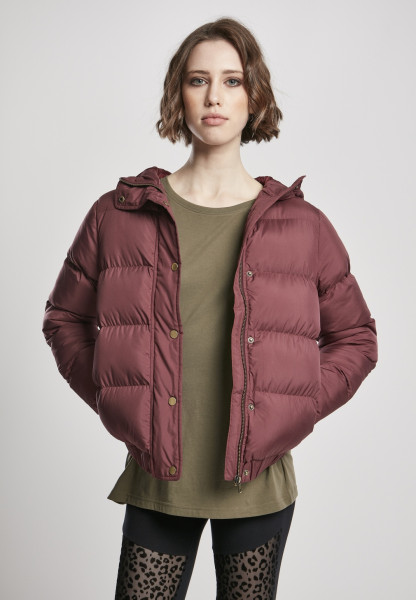 Urban Classics Women Light Jacket Ladies Hooded Puffer Jacket Cherry