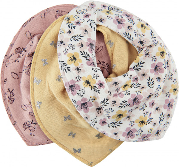 Pippi Baybwear Kinder Halstuche Schal Bandana Bib Girl -Aop (3-Pack) Misty Rose