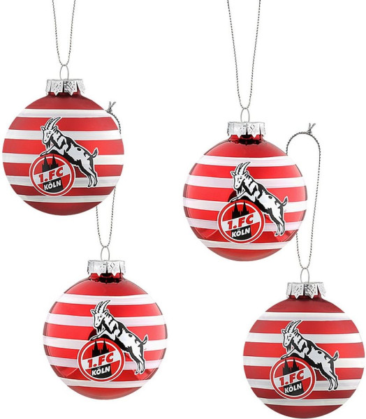1. FC Köln Weihnachtsbaumkugeln Ringel 4er Set 4080552