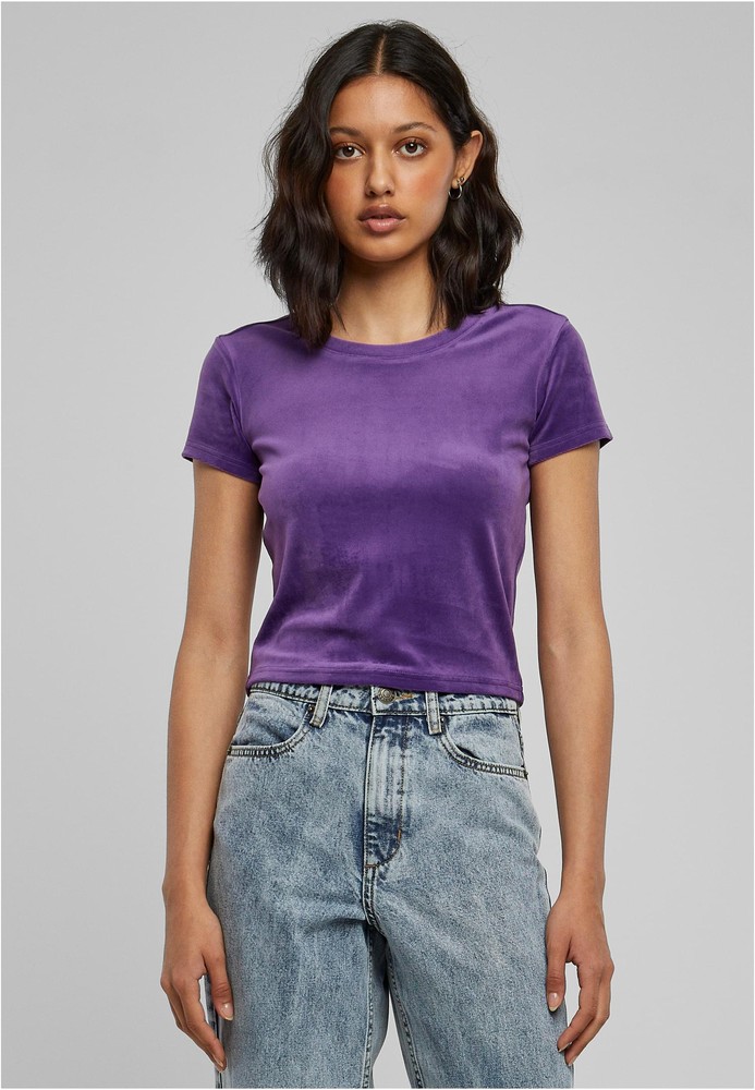 Urban Classics Damen T-Shirt Ladies Short Velvet Tee - Damen