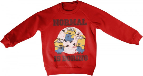 Minions Normal Life Is Boring Kids Sweatshirt Kinder Red
