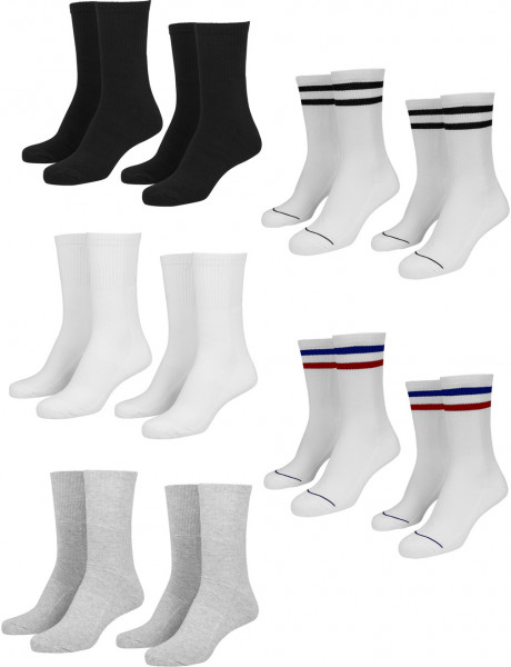 Urban Classics Socks Sporty Socks 10-Pack Black/White/Grey+White/Nvy/Rd+White/Black