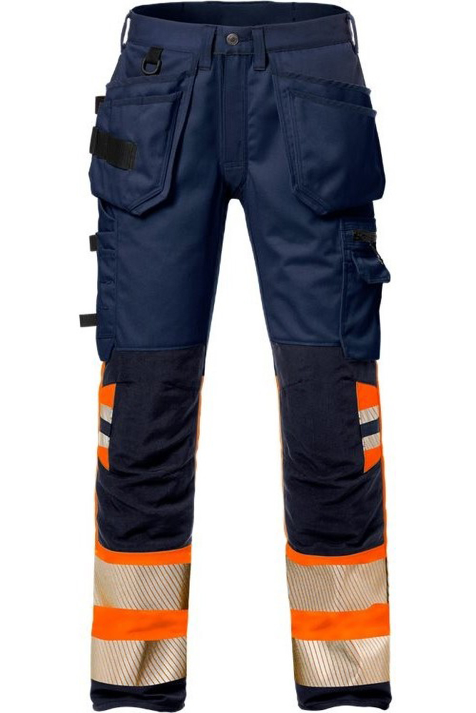 Fristads High Vis Handwerker Stretch-Hose Kl. 1 2706 PLU Warnschutz-Orange/Marine - Herren / Unisex