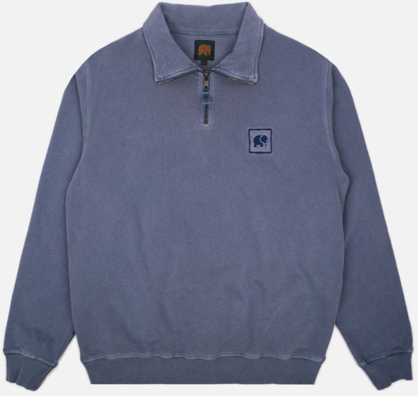 Trendsplant Sweater Sauce Loopback Pigment Dyed Quarter Zip Sweater Faded Navy