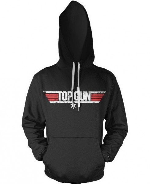 Top Gun Distressed Logo Hoodie Black