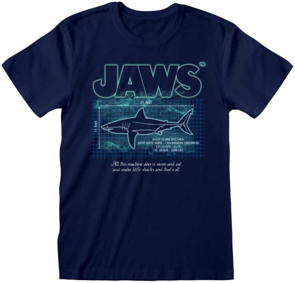 Jaws - Great White Info (Unisex Navy T-Shirt) T-Shirt