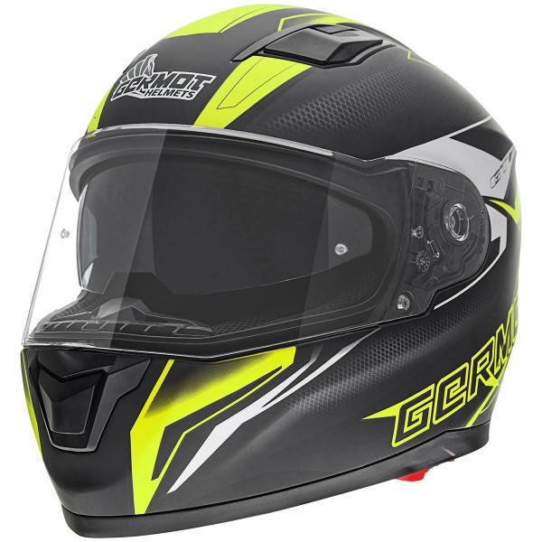 Germot Motorrad Helm GM 330 Integralhelm mit integriertem Sonnenvisier matt Black/Yellow