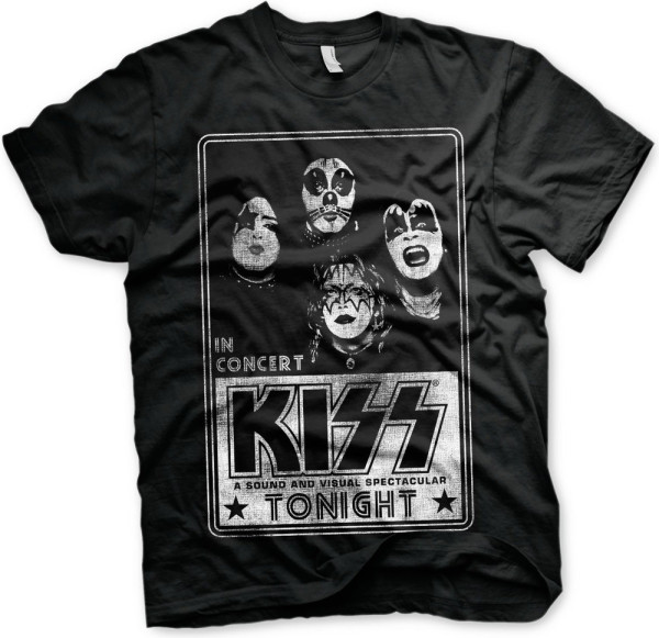 Kiss In Concert Distressed Poster T-Shirt Black