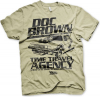 Back to the Future Doc Brown Time Travel Agency T-Shirt Khaki Back to the Future Doc Brown Time Travel Agency T-Shirt Khaki